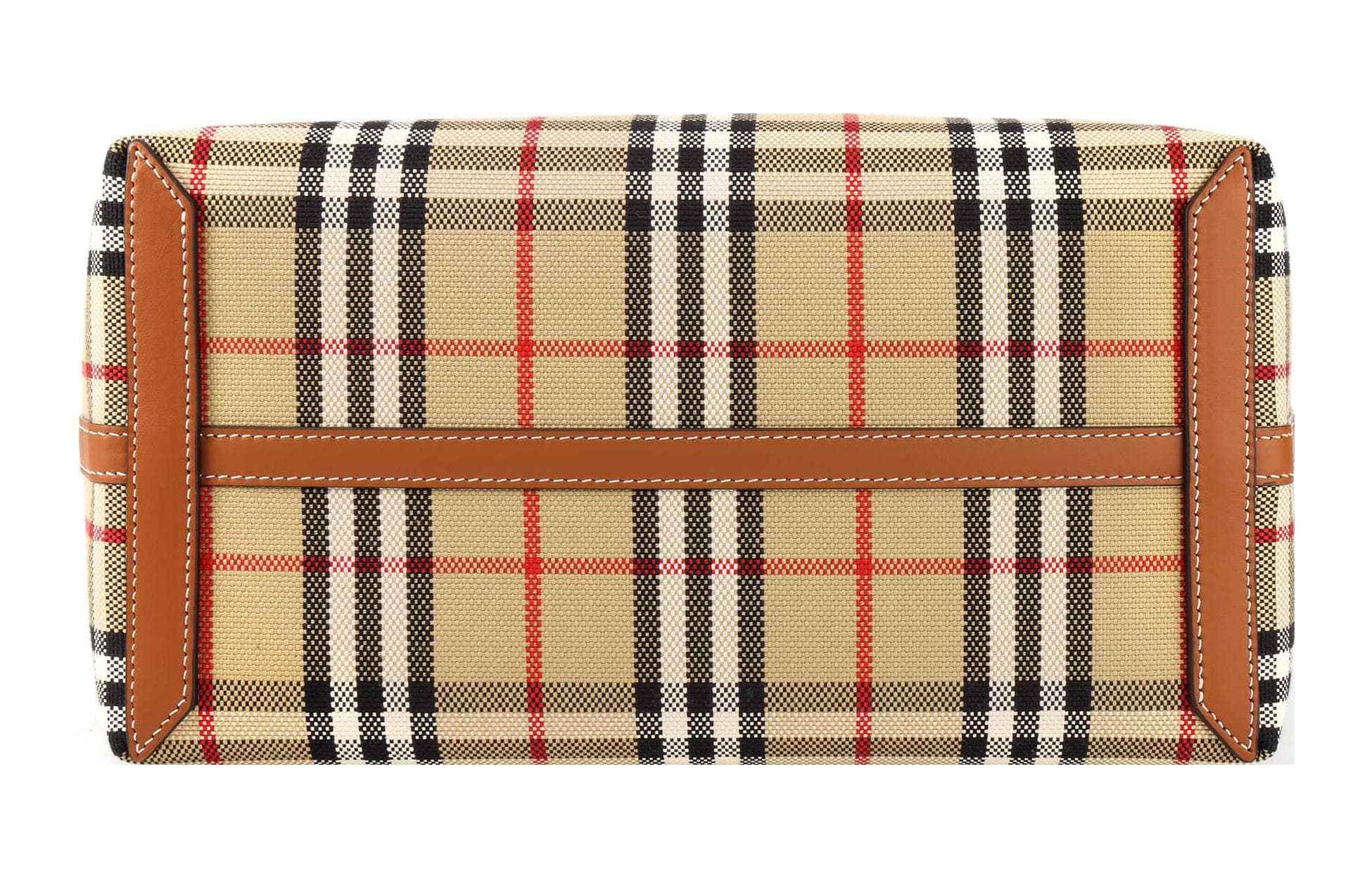 Маленькая хлопковая большая сумка в клетку Burberry в клетку Briar Brown/Black