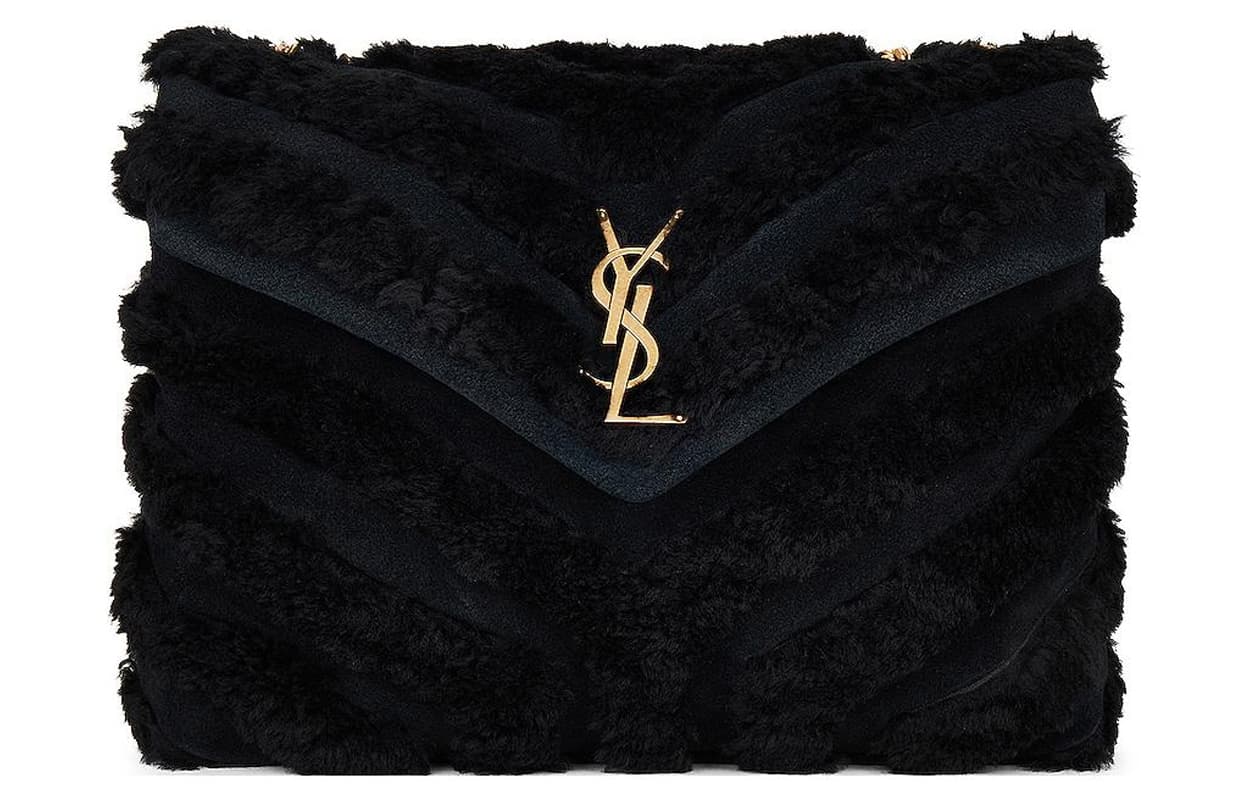 SAINT LAURENT LOULOU Calfskin Portable Crossbody Bag Shoulder Bag Women's Black