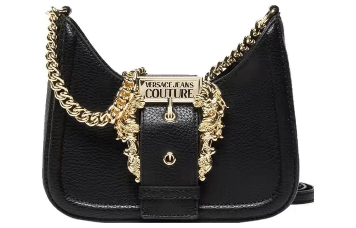 VERSACE JEANS COUTURE Grain Leather Shoulder Bag, Handbag, Shoulder Bag Women's Black