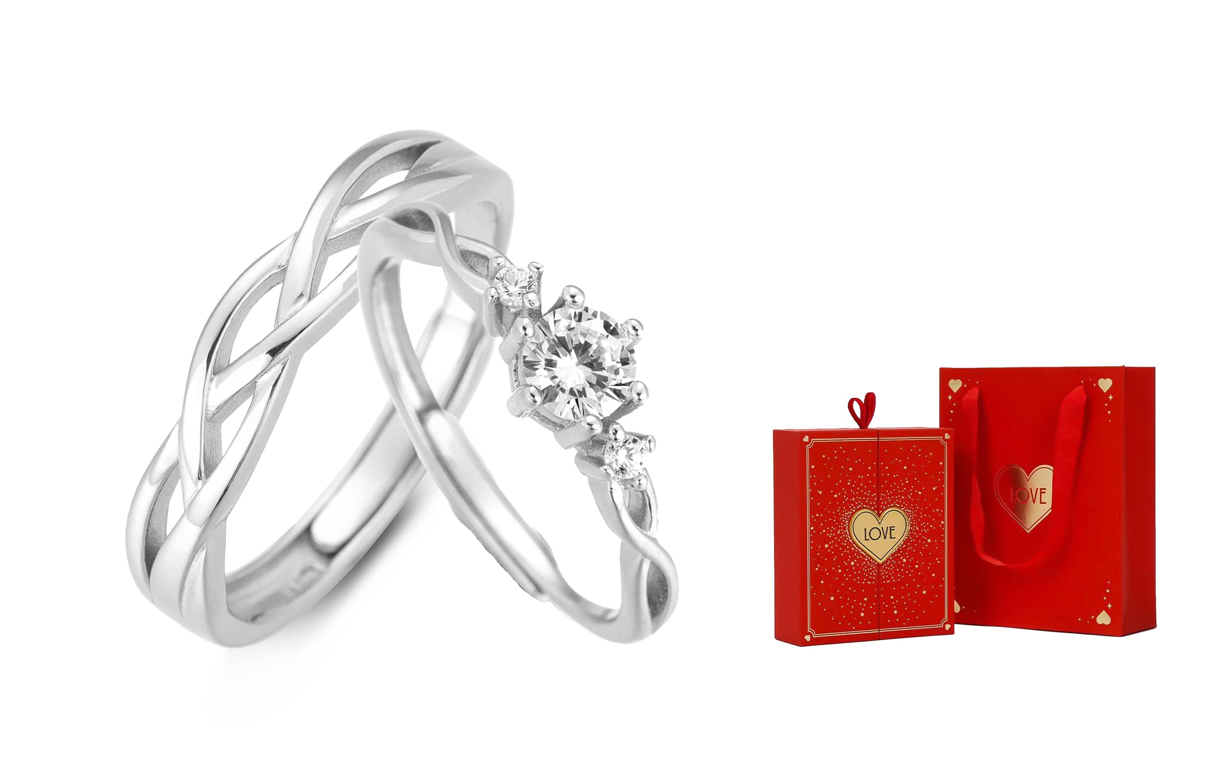 VIVIWELL S925 Серебряные парные кольца унисекс