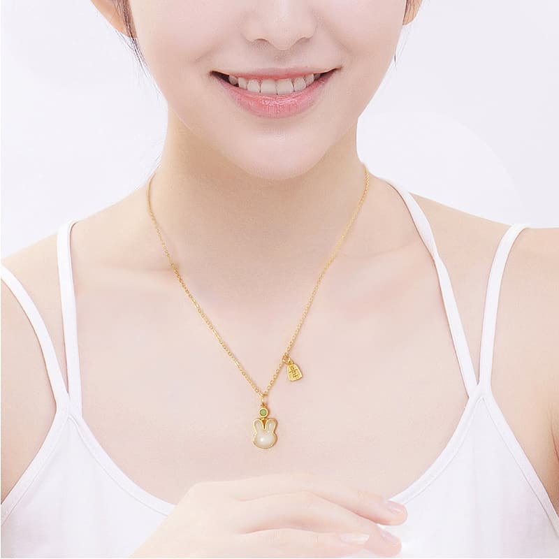 SHARK BABY Hetian Jade 925 Серебряные ожерелья женские бледно-зеленовато-белый нефрит