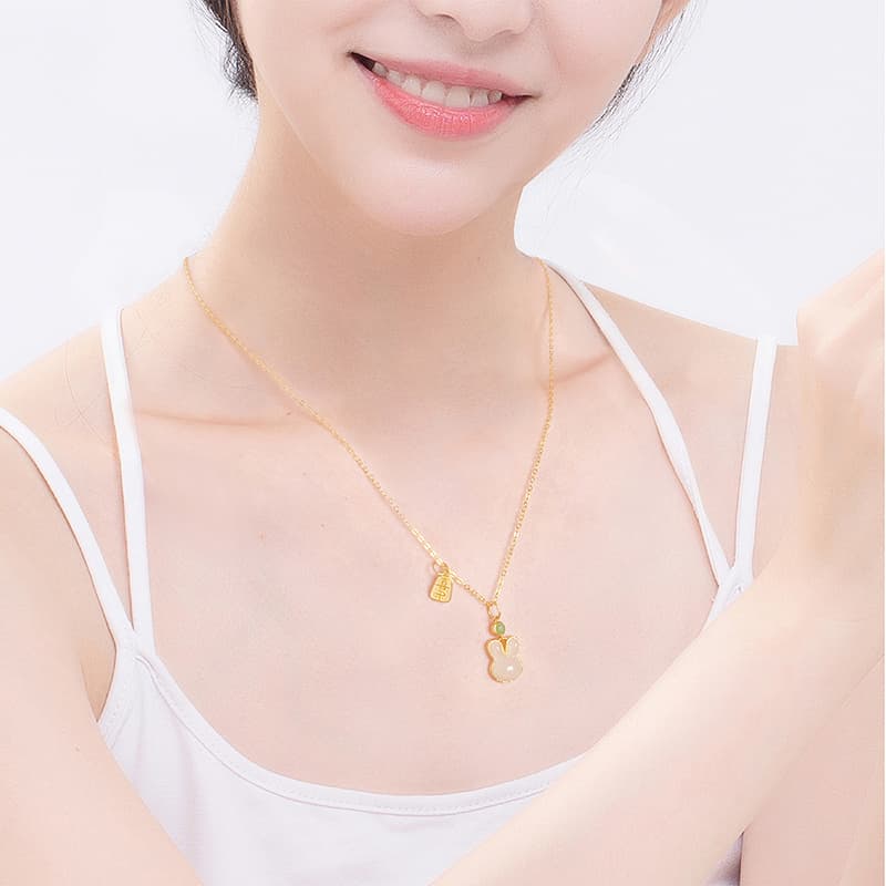 SHARK BABY Hetian Jade 925 Серебряные ожерелья женские бледно-зеленовато-белый нефрит