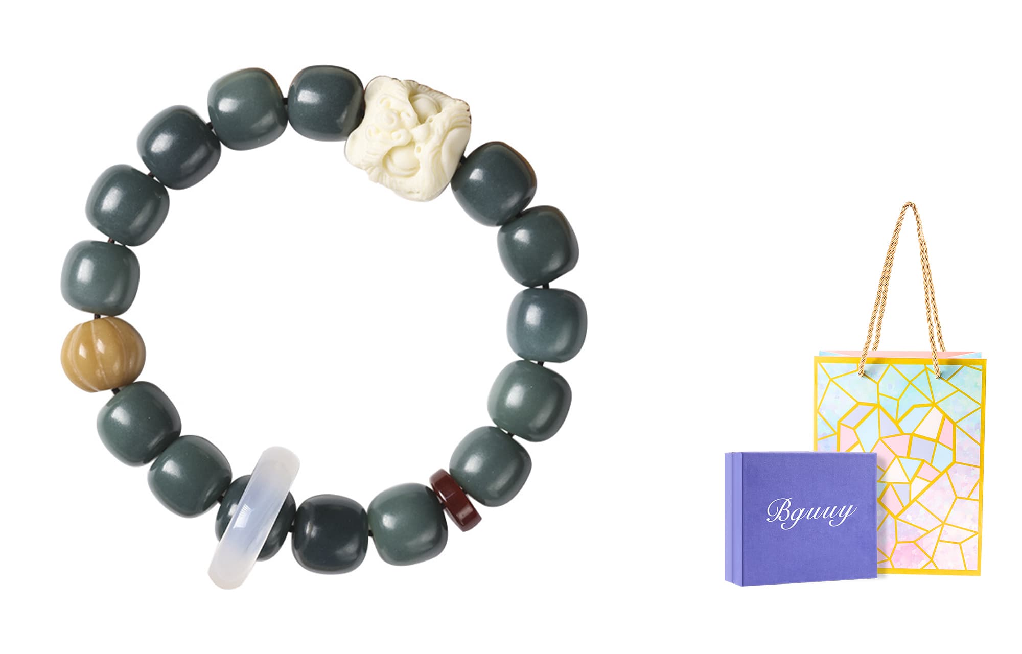 BGUUY Белый нефритовый браслет Бодхи унисекс