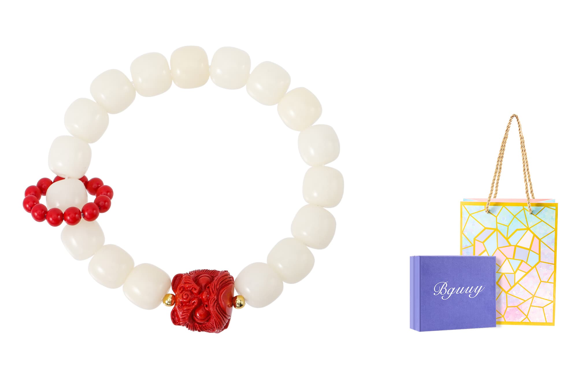 BGUUY Белый нефритовый браслет Бодхи унисекс