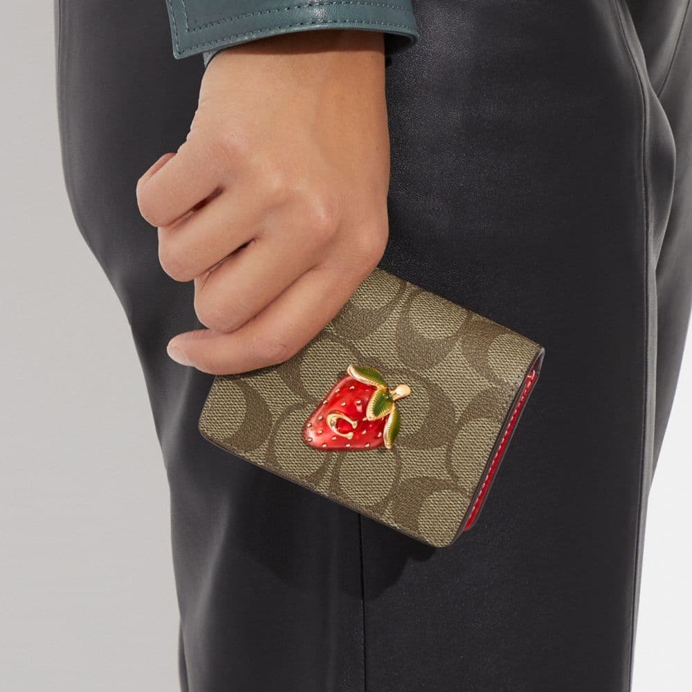 Сумка через плечо, сумка через плечо, мини-кошелек из коровьей кожи COACH, коричневый и красный цвет