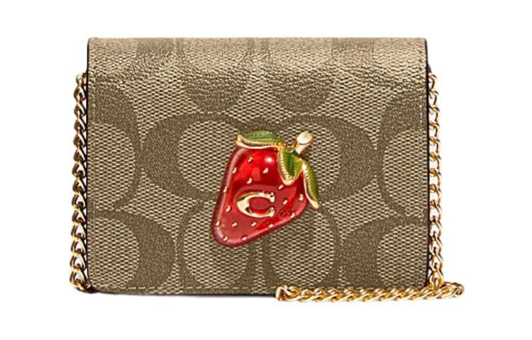 COACH Cow Leather Shoulder Bag, Crossbody Bag, Wallet Mini Women's Brown & Red