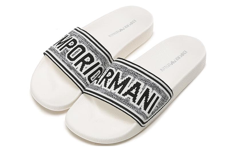 EMPORIO ARMANI Шлепанцы мужские Белый Черный