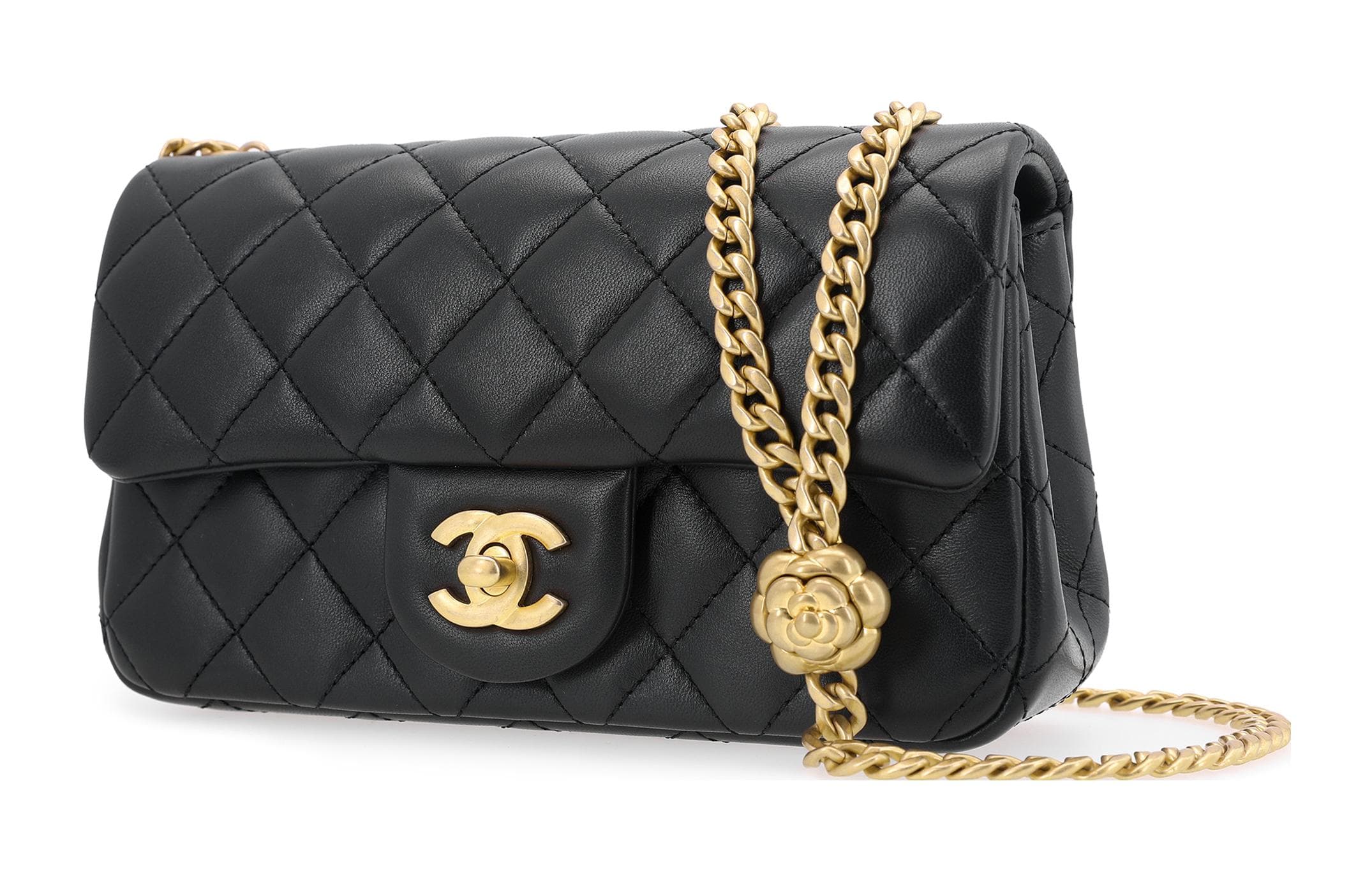 CHANEL Classic Flap CF Сумка на цепочке из овчины, сумка на плечо, сумка через плечо Мини женская черная