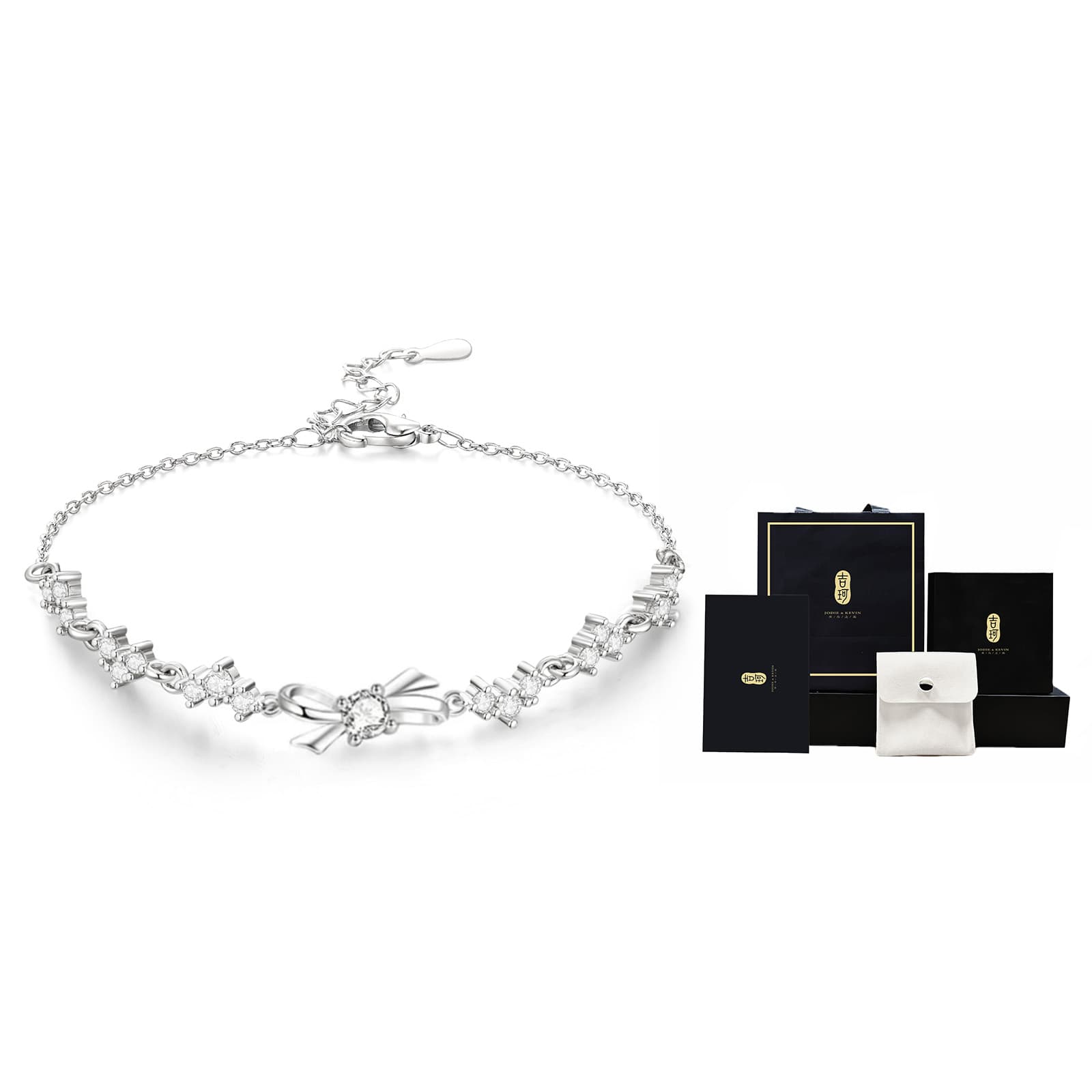 Женские браслеты Jodie&Kevin с цирконом, серебро