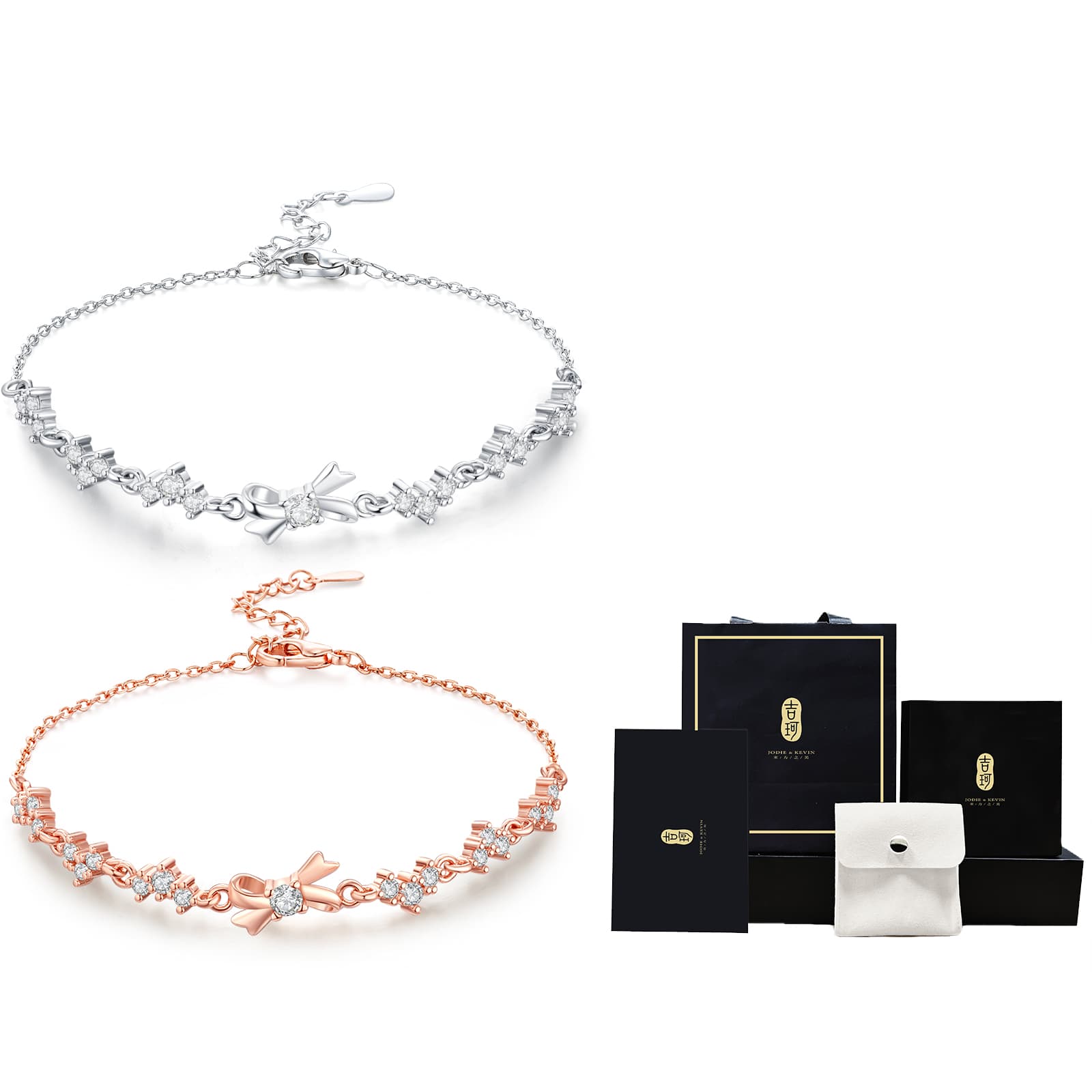 Женские браслеты Jodie&Kevin с цирконом, серебро