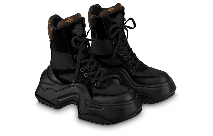 LOUIS VUITTON Archlight 2.0 Кроссовки на платформе, черные с коричневой монограммой, женские