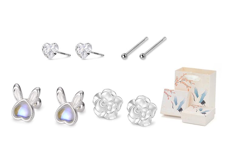 NAME.S Женские серьги-гвоздики из тонкого серебра 999 пробы