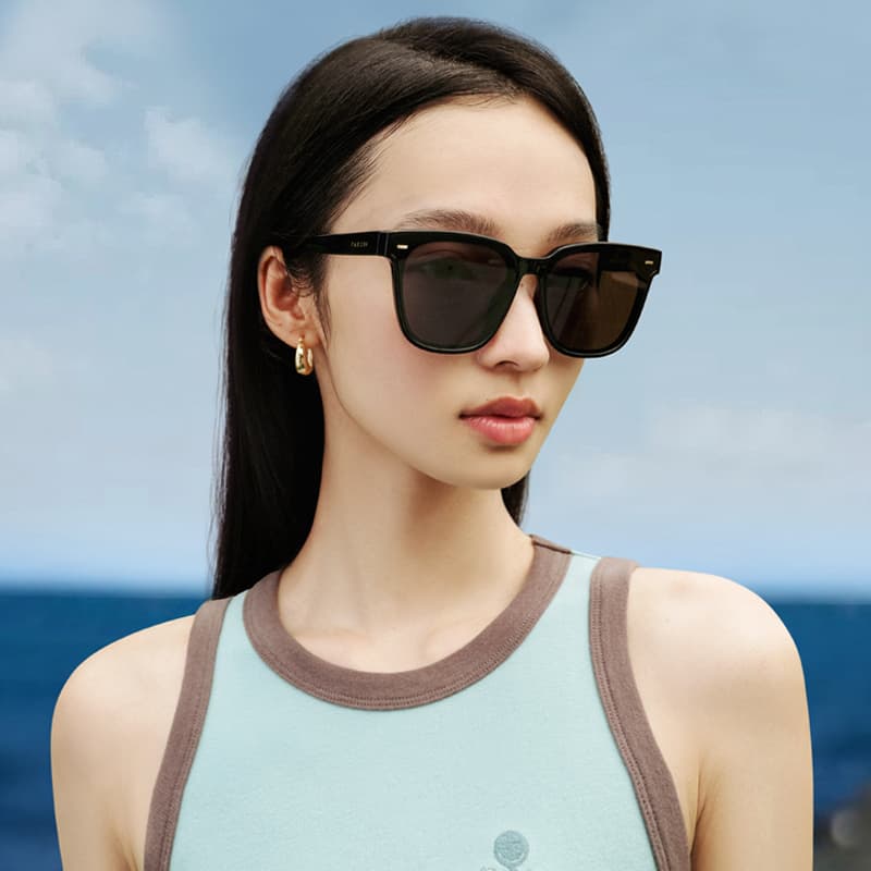 PARZIN Квадратные солнцезащитные очки унисекс, черные