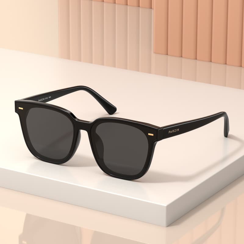 PARZIN Квадратные солнцезащитные очки унисекс, черные