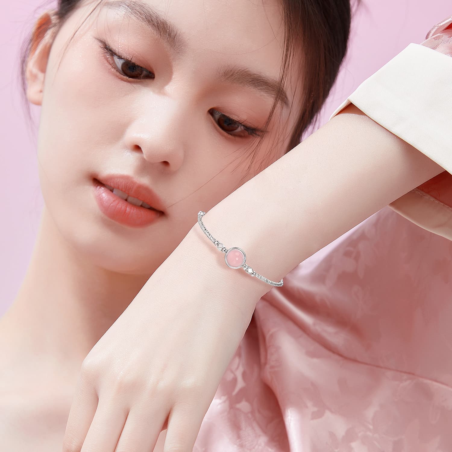 STYLEJING Женские браслеты с розовыми кристаллами
