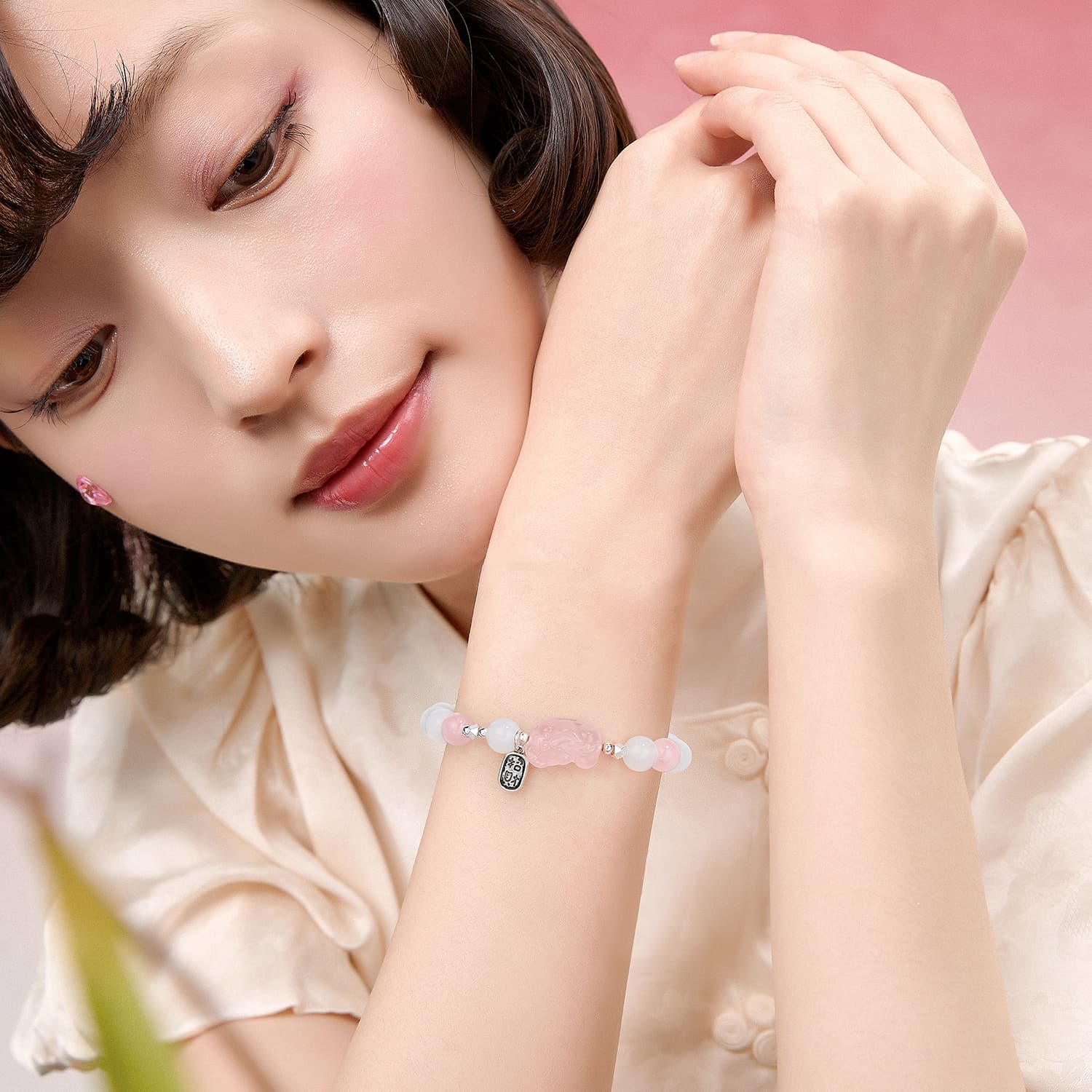 STYLEJING Женские браслеты с розовыми кристаллами