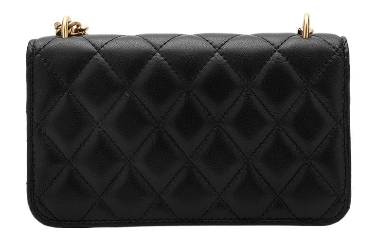 Сумка на плечо CHANEL Camellia с регулируемой пряжкой и золотым логотипом CC, черная сумка для телефона