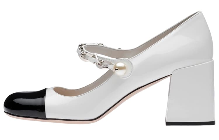 MIU MIU Chain Pearl Strap Pumps