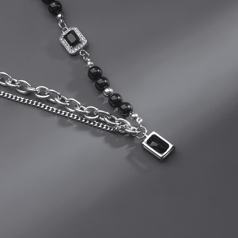 MAGICPOLE Ожерелья Унисекс Черное ожерелье с цирконами