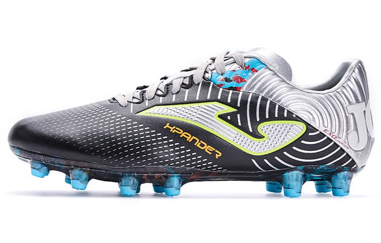 Joma FG Rubber Long Studs Artificial Ground Anti-Slip Wear-Resistant Soccer Shoes Men's Black Silver