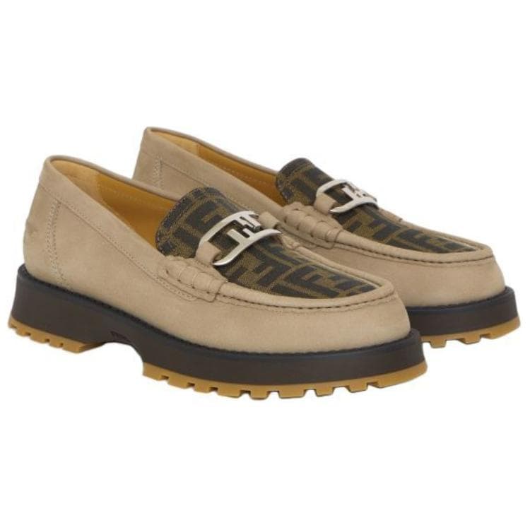 Кожаные лоферы FENDI с логотипом