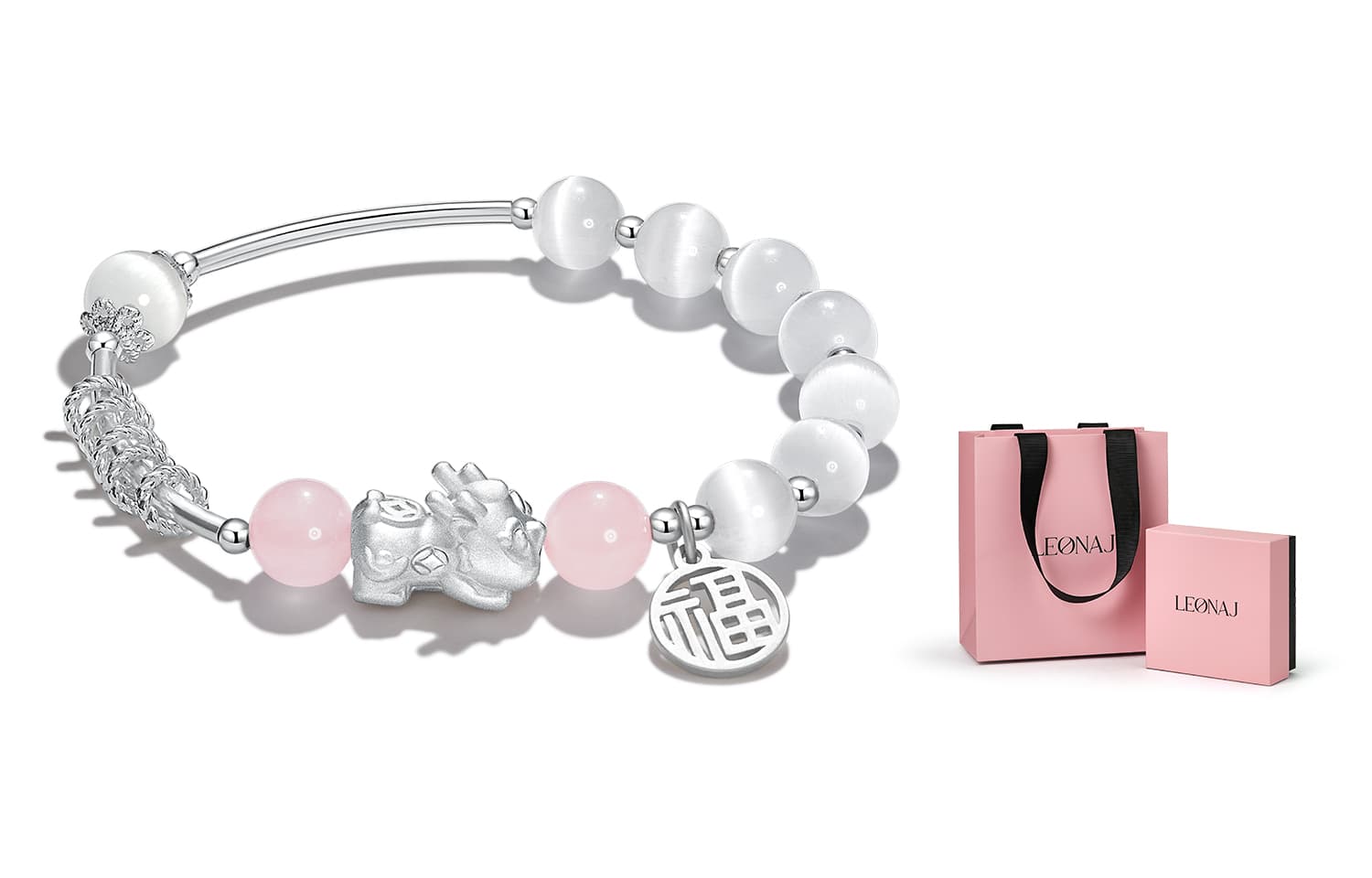 LEONAJ Розовые браслеты с кристаллами унисекс