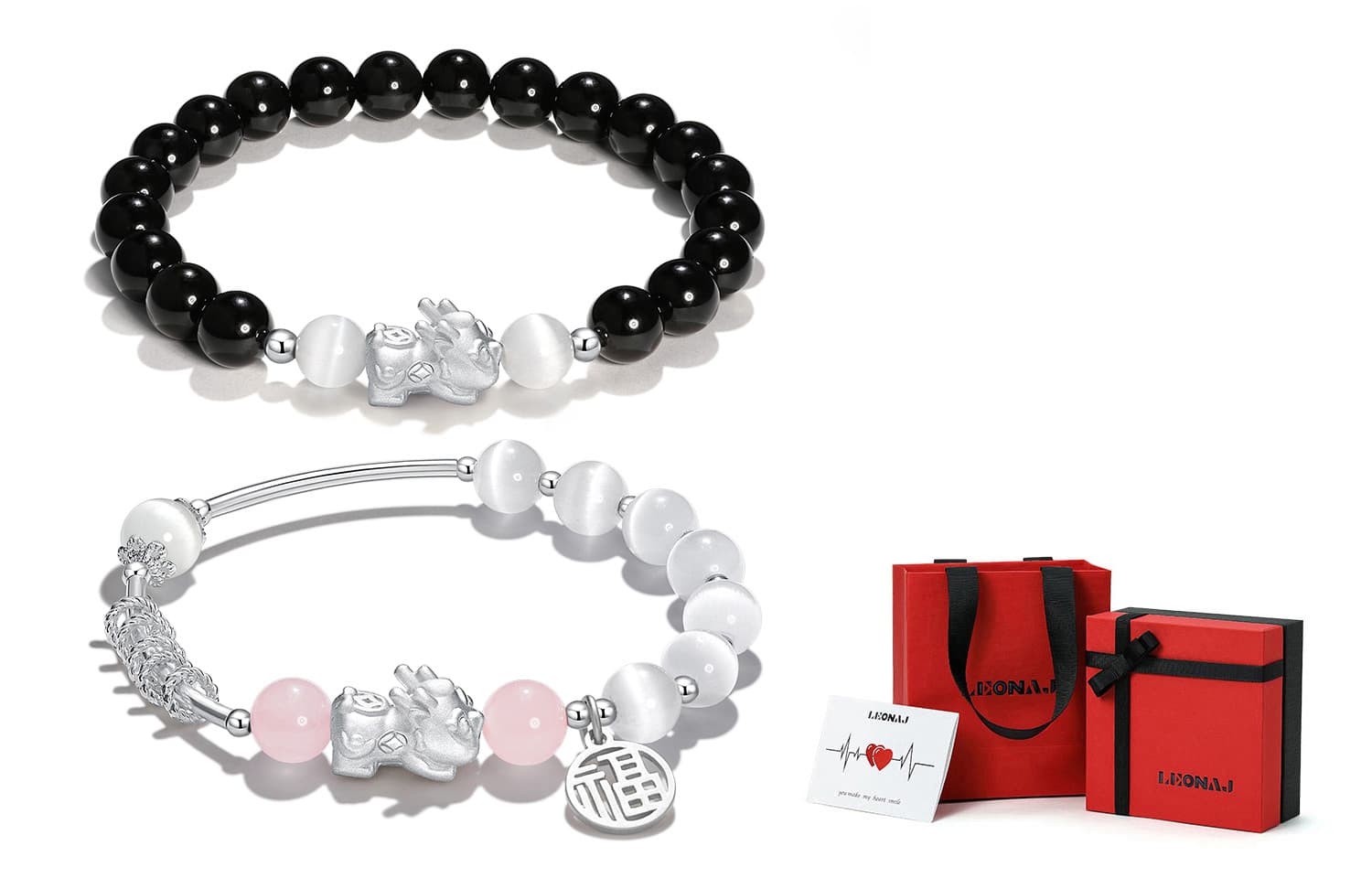 LEONAJ Розовые браслеты с кристаллами унисекс