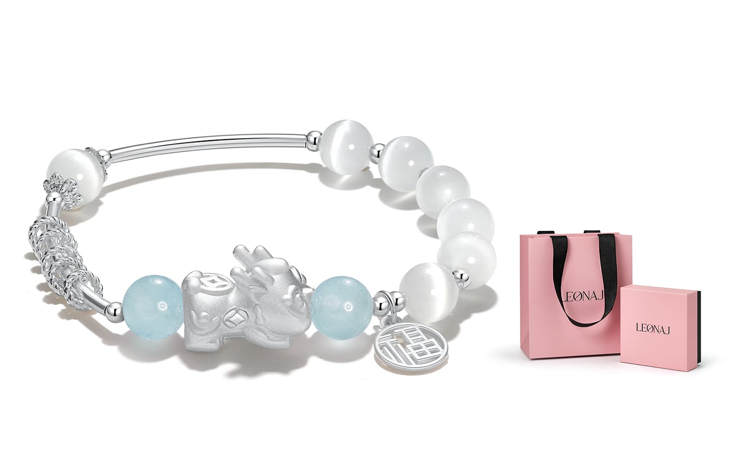 LEONAJ Розовые браслеты с кристаллами унисекс
