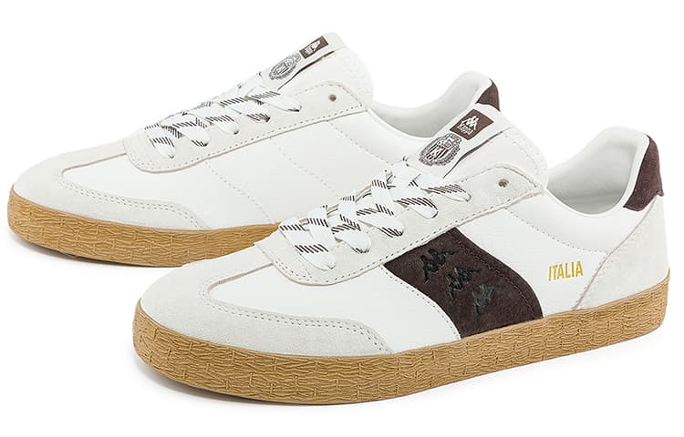 Kappa Противоскользящие износостойкие низкие туфли для скейтборда Унисекс Корейский Белый/Шоколадный Темно-коричневый