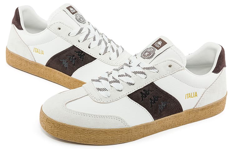 Kappa Противоскользящие износостойкие низкие туфли для скейтборда Унисекс Корейский Белый/Шоколадный Темно-коричневый