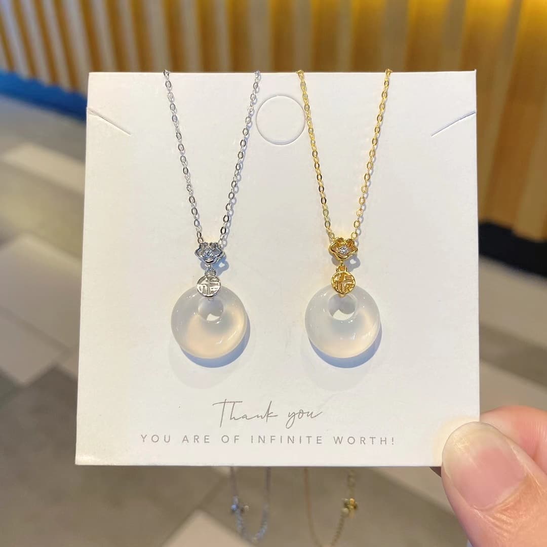 SHEEHHYY Ожерелье из стерлингового серебра S925 с халцедоном, женское