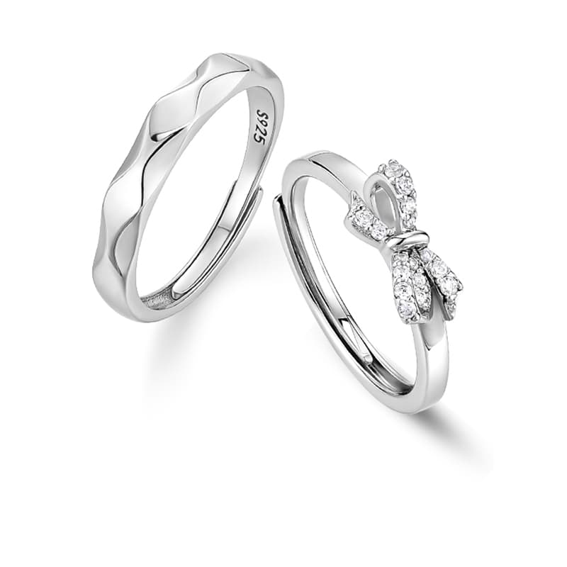 KADER S925 Серебряный комплект с кольцами с бриллиантами унисекс серебристый белый