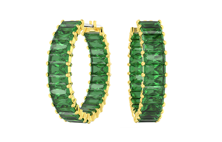 Swarovski Matri Gold Plated Earrings Women's Green