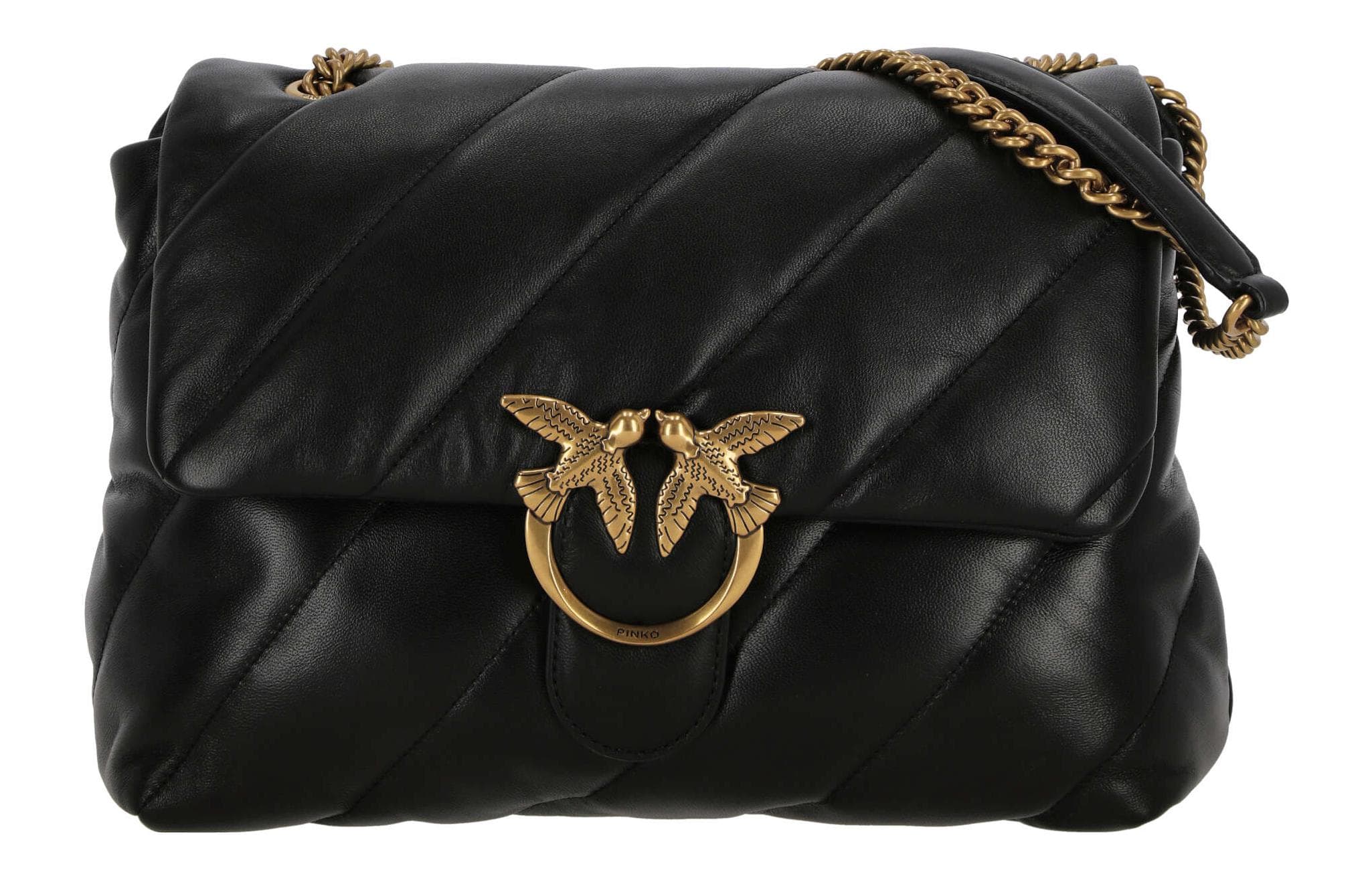 PINKO Cow Leather Square Bag Shoulder Bag Women's Black