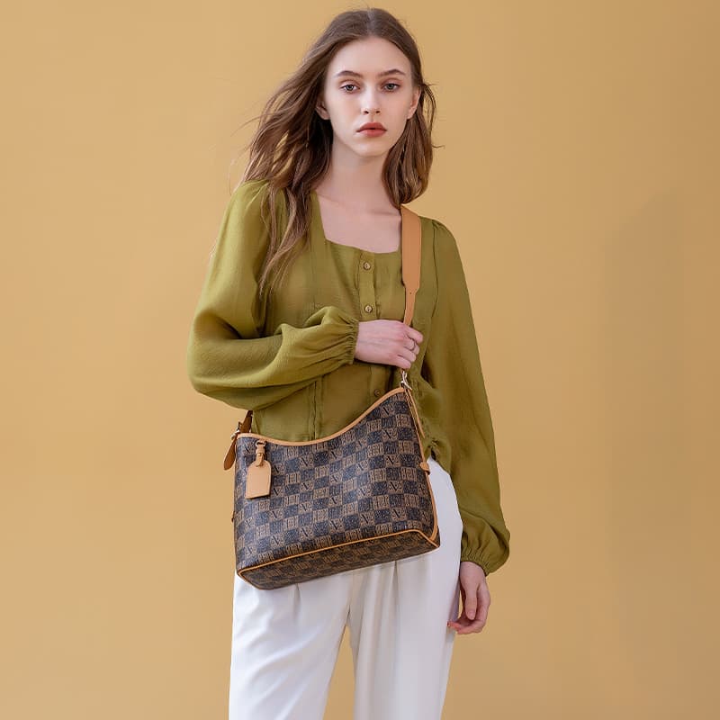 VANESSA HOGAN Сумка для мамы из ПВХ с монограммой Большая сумка Сумка для покупок Сумка на плечо Обычная женская Темно-коричневая