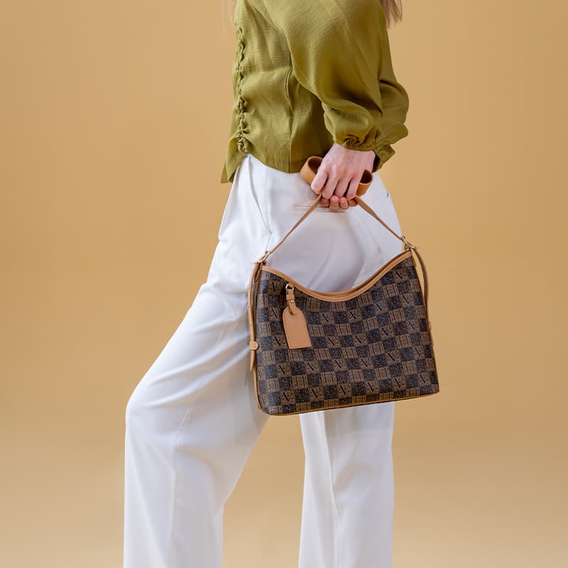 VANESSA HOGAN Сумка для мамы из ПВХ с монограммой Большая сумка Сумка для покупок Сумка на плечо Обычная женская Темно-коричневая