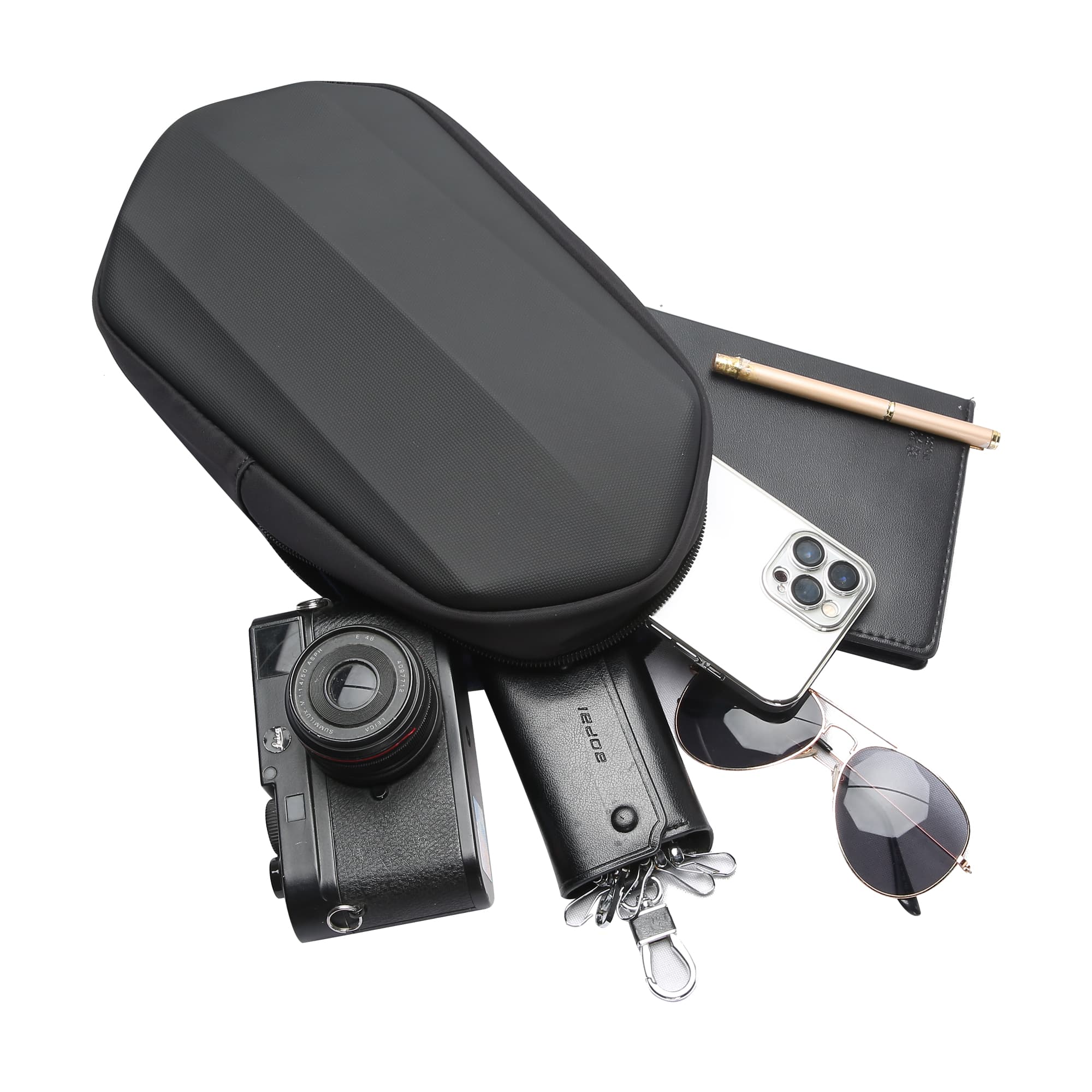 BOPAI Мужская сумка-слинг из синтетической кожи из микрофибры, черная