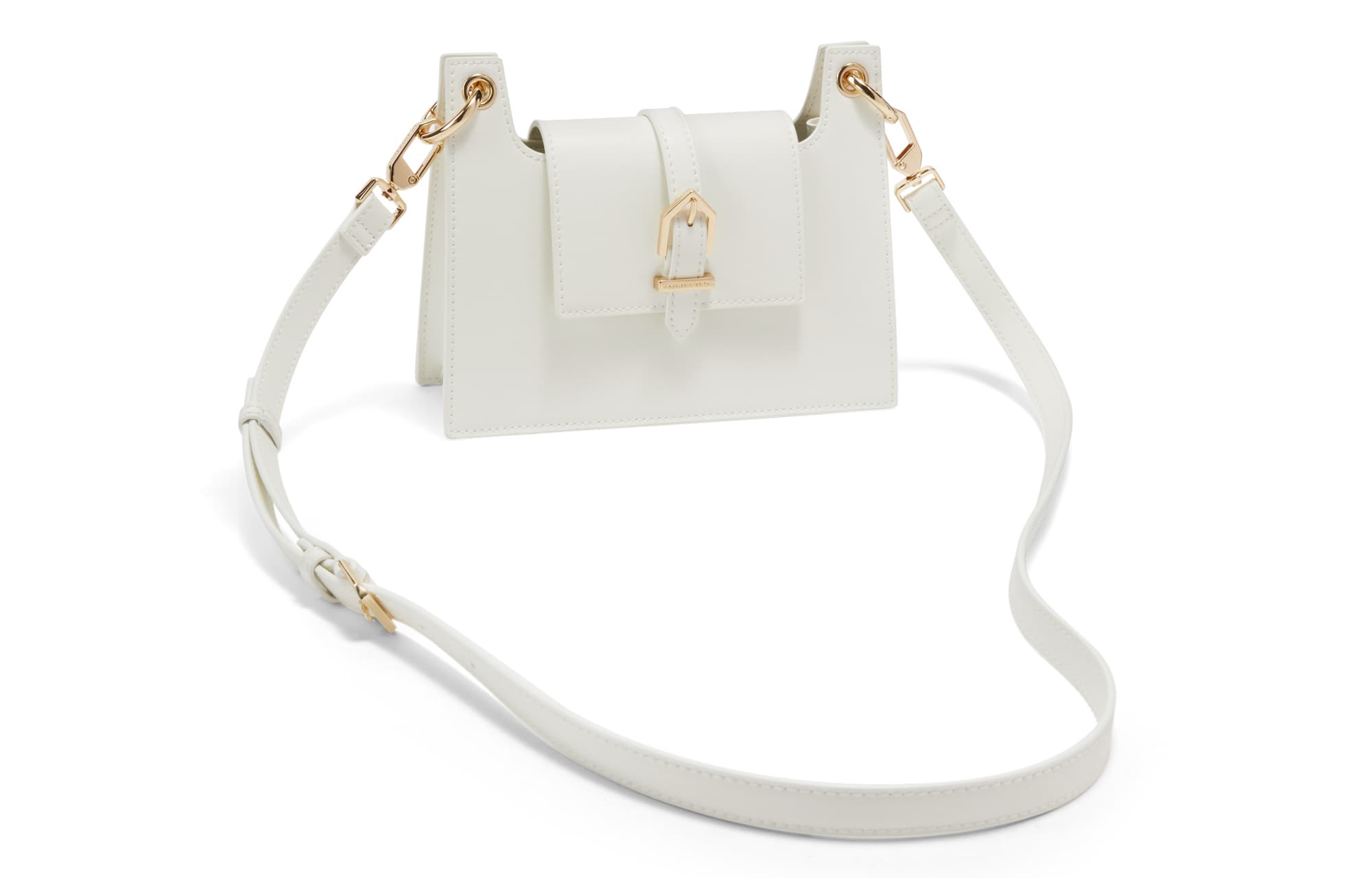 Сумка через плечо CHARLES&KEITH из искусственной кожи, портативная сумка через плечо, маленькая женская, белая/коричневая