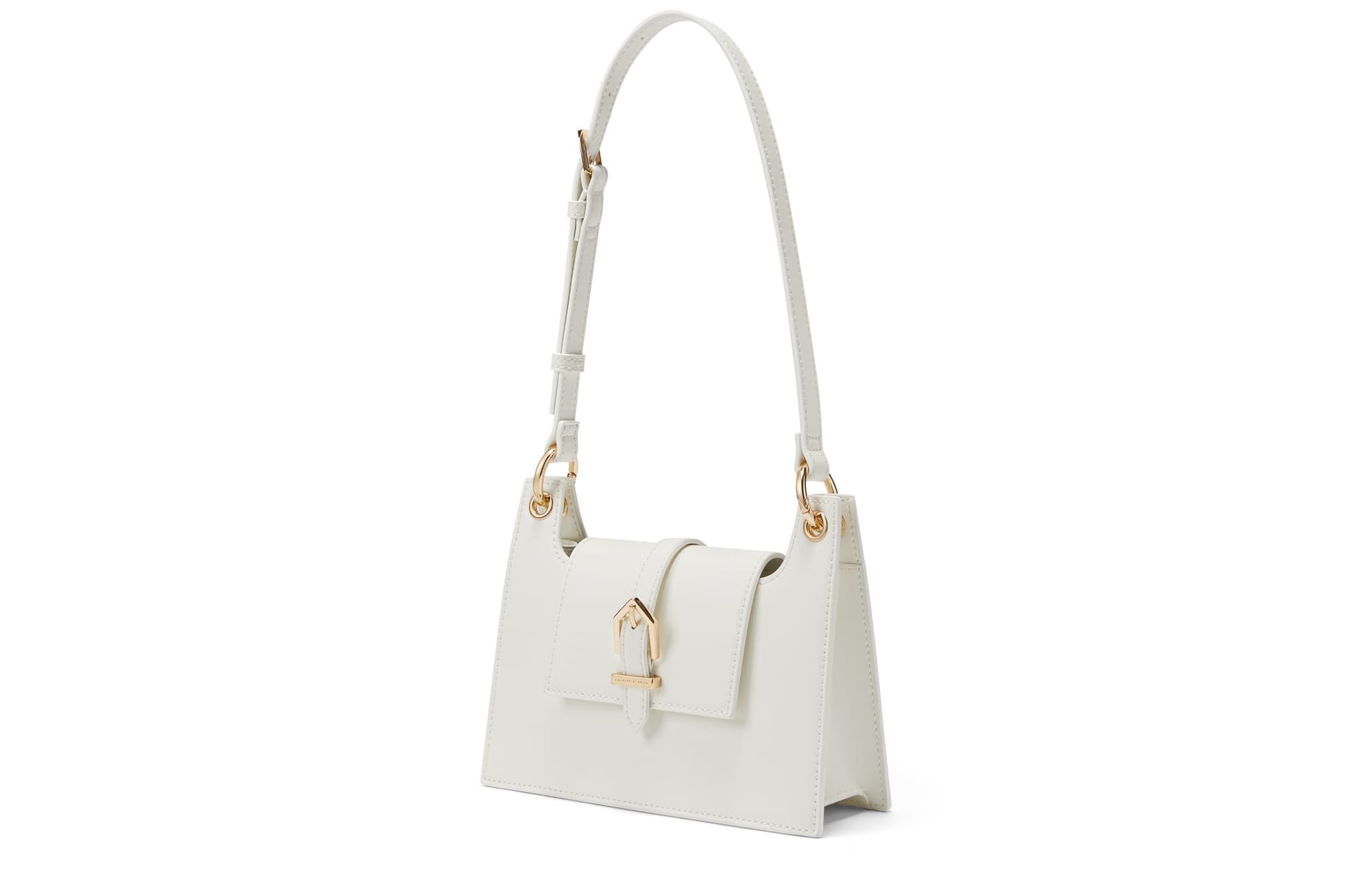 Сумка через плечо CHARLES&KEITH из искусственной кожи, портативная сумка через плечо, маленькая женская, белая/коричневая