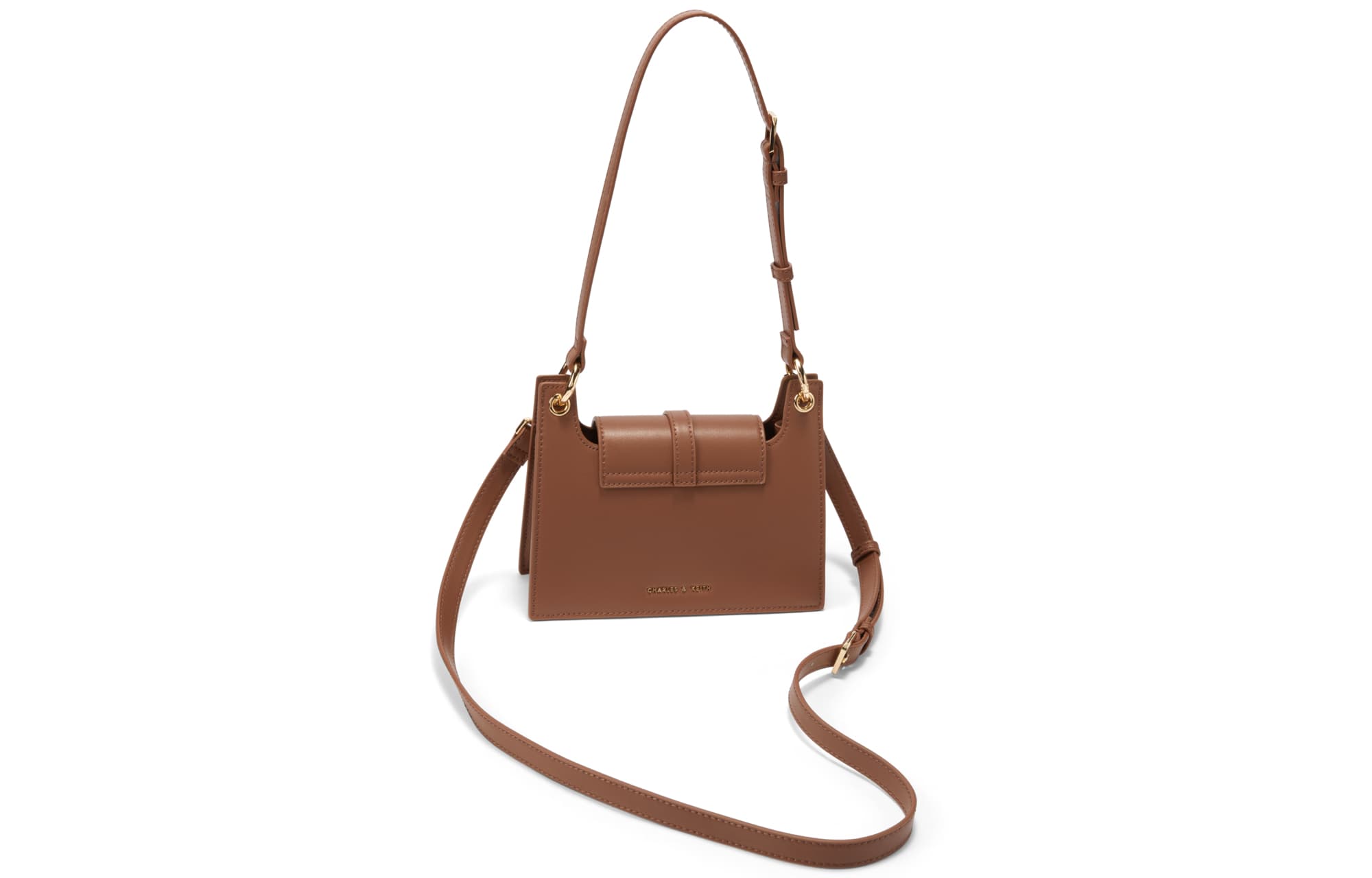 Сумка через плечо CHARLES&KEITH из искусственной кожи, портативная сумка через плечо, маленькая женская, белая/коричневая