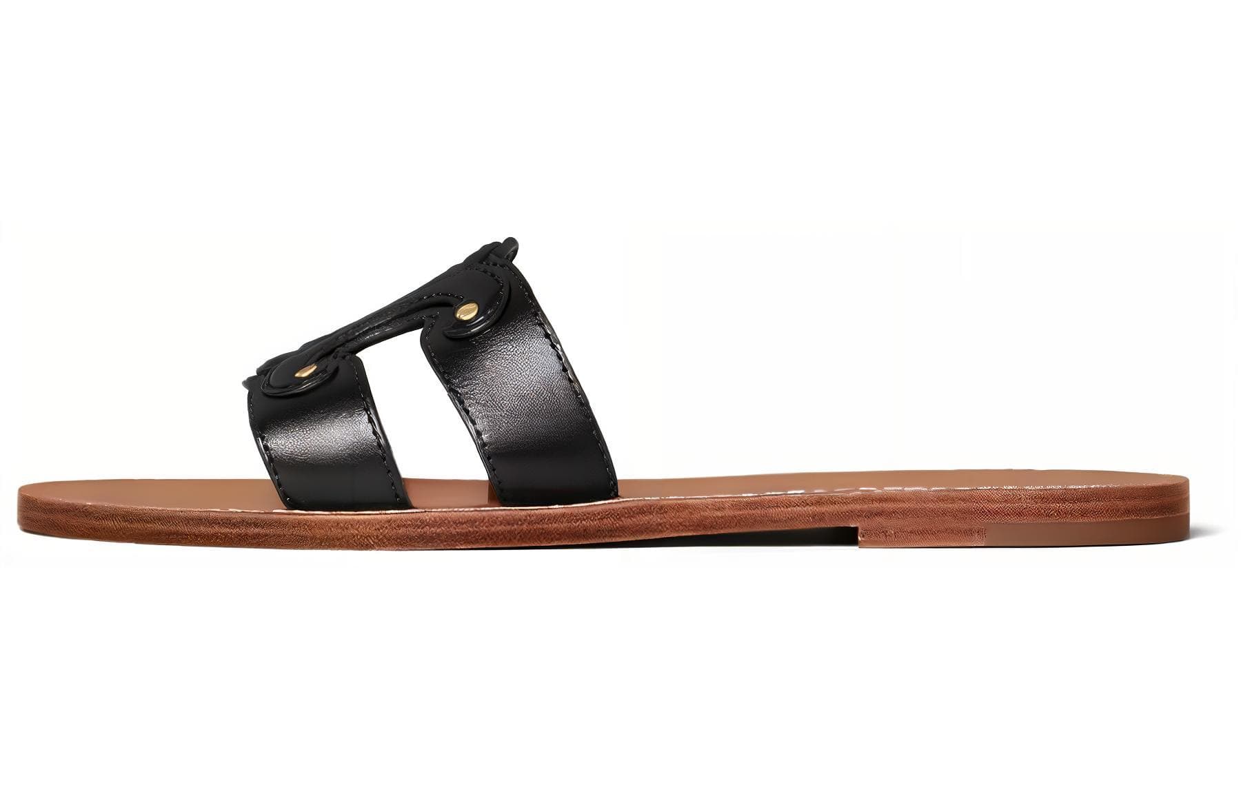 CELINE Triomphe Slide Slippers Women's Black Brown