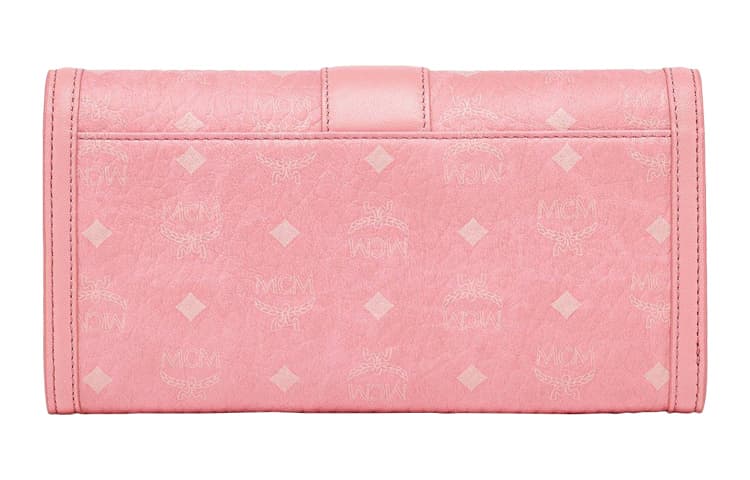 MCM Tracy Visetos Большая женская сумка на плечо из холщовой ткани с покрытием Cherry Blossom Pink