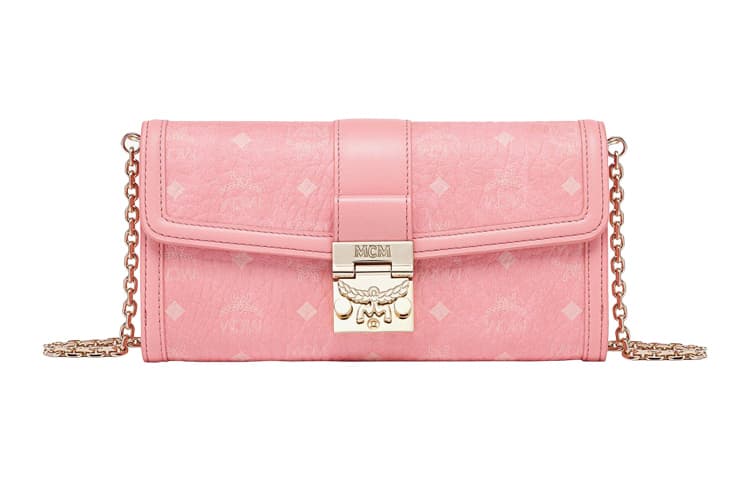 MCM Tracy Visetos Coated Canvas Shoulder Bag Large Women's Cherry Blossom Pink