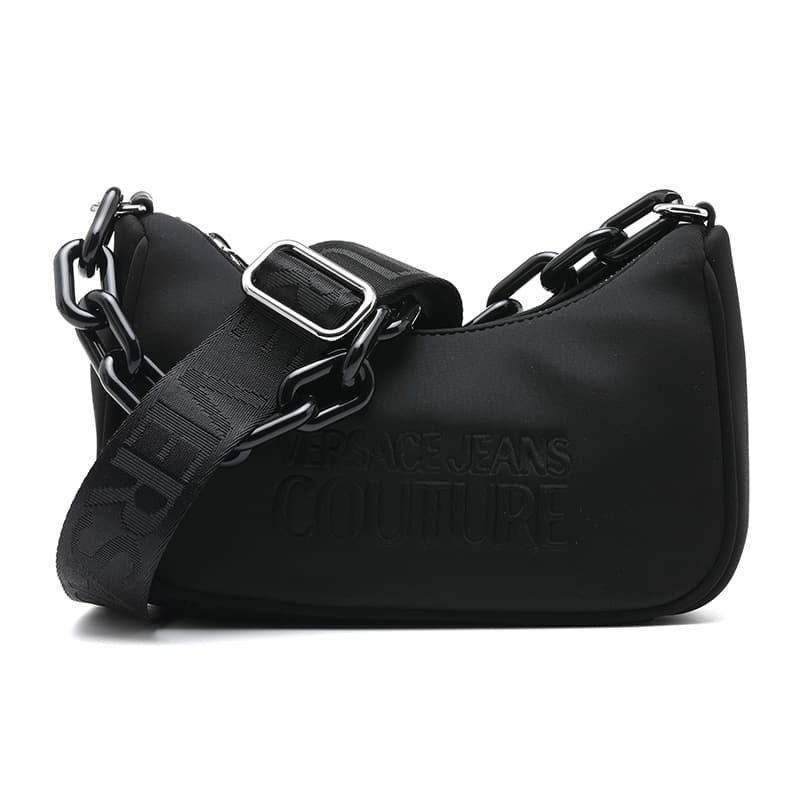 VERSACE JEANS COUTURE SS23 Nylon Fabric Shoulder Bag, Crossbody Bag, Handbag Small Women's Black