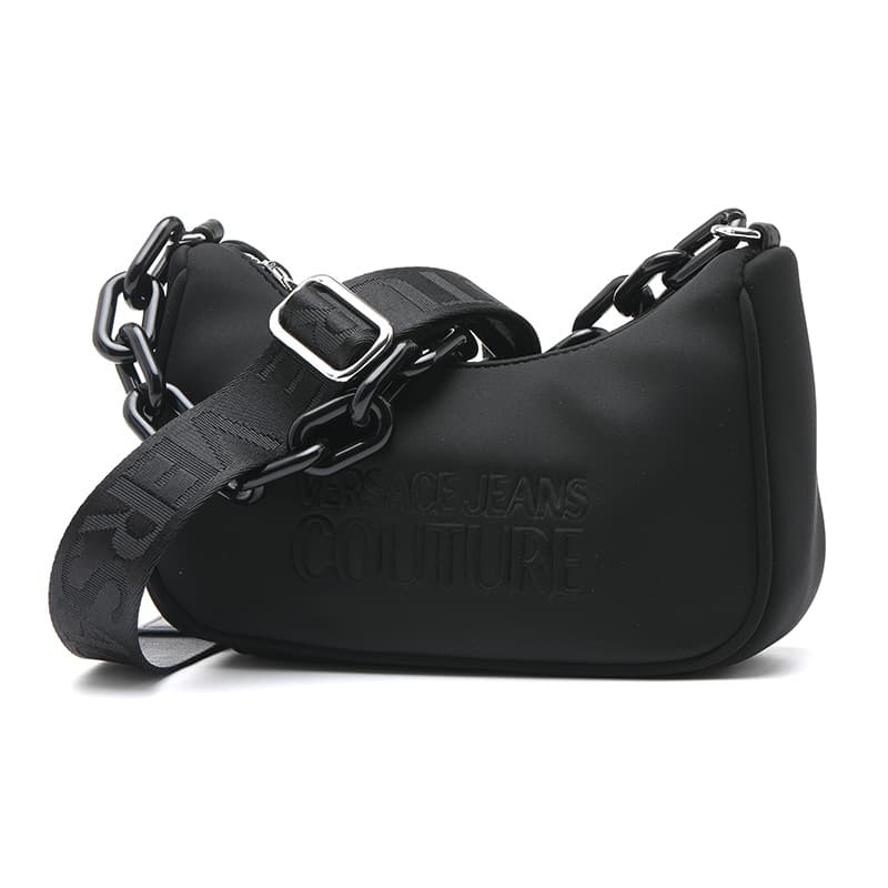 VERSACE JEANS COUTURE SS23 Сумка через плечо из нейлоновой ткани, сумка через плечо, маленькая женская сумочка, черная