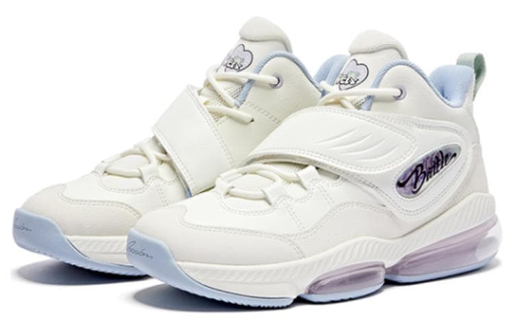 QIAODAN амортизаторы, нескользящие, устойчивые к истиранию высокие баскетбольные кроссовки, женские белые, фиолетовые