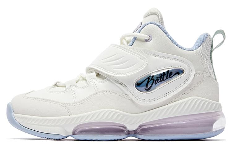 QIAODAN Shock Absorbers Slip Resistant Abrasion Resistant High top Basketball Shoes Women's White Purple