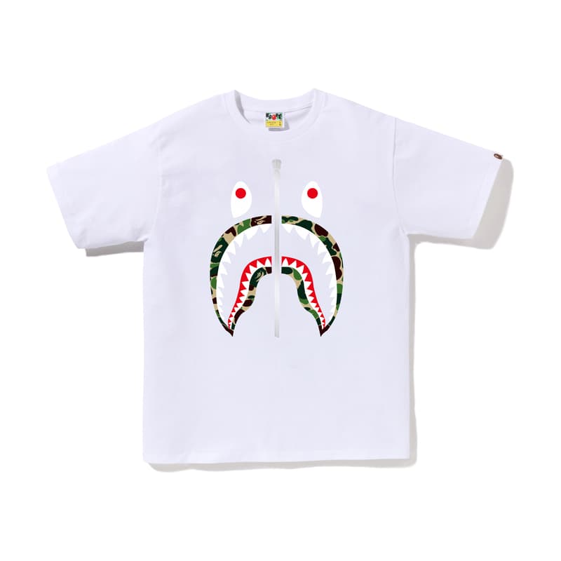Серебристая футболка на молнии Bape Abc Camo Shark