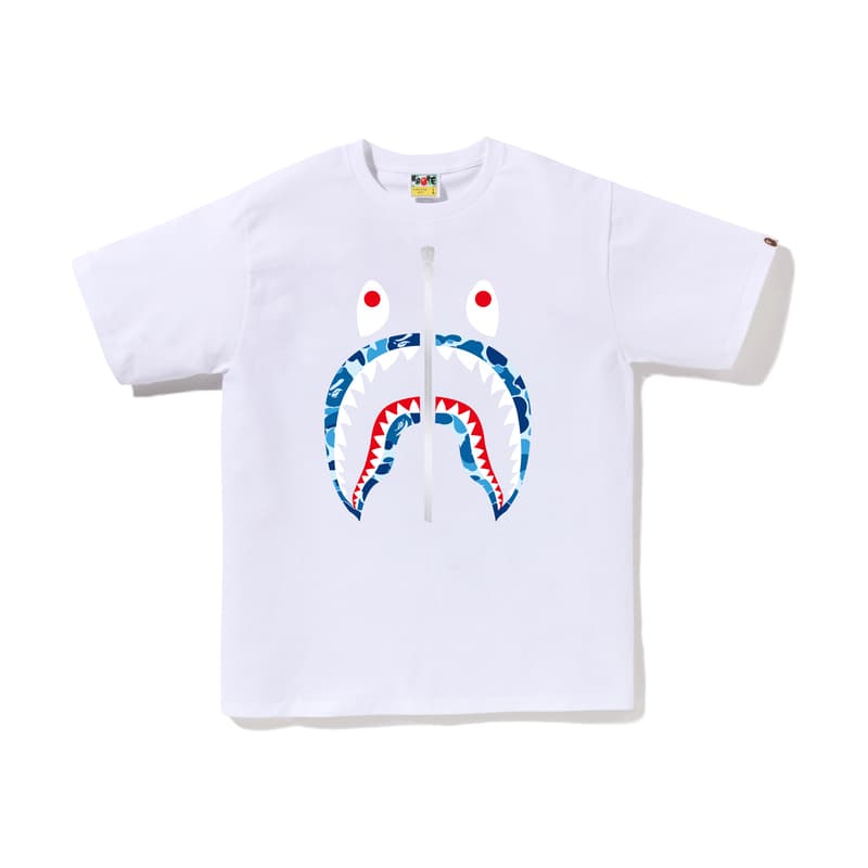 Серебристая футболка на молнии Bape Abc Camo Shark