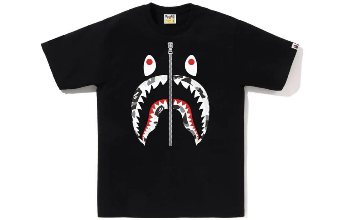 Серебристая футболка на молнии Bape Abc Camo Shark